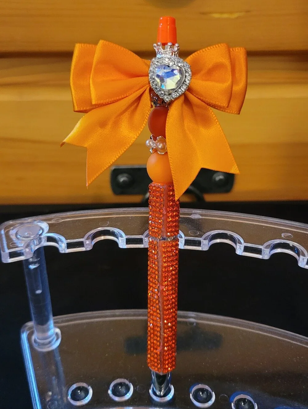 Decorative Orange Bow Crystal Ballpoint Pen